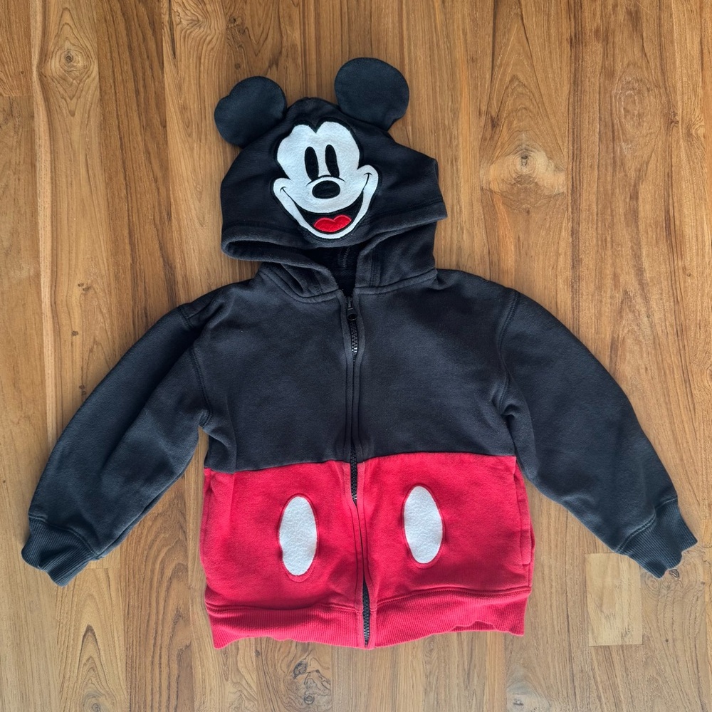Disney Mickey Mouse Sweatshirt Kids XS Disney Parks Swestshirt Zip Up Hoodie